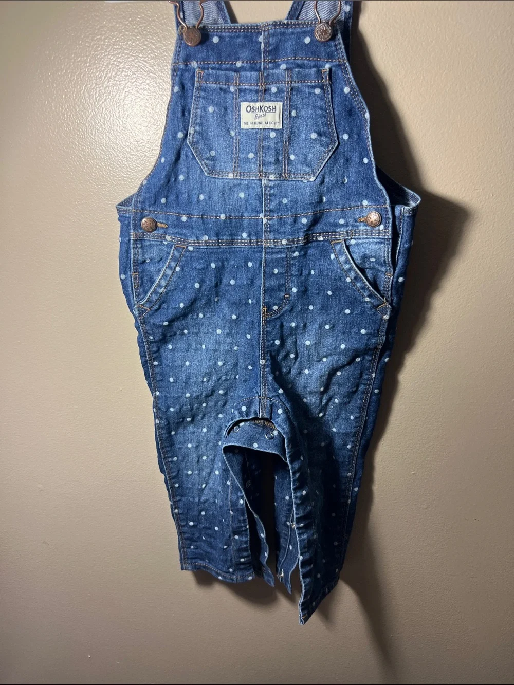 OshKosh B'gosh Navy Denim Polka Dot Overalls stock (47)